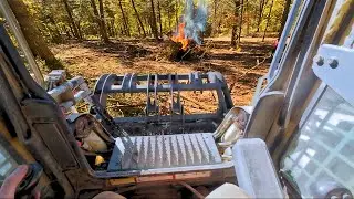 OPERATOR's P.O.V. fall clean up at the off grid cabin: skid steer, burn piles, chainsawing