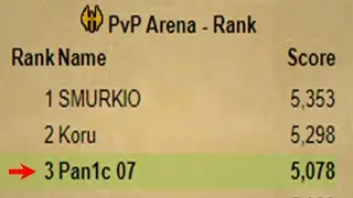 Top 3 New PvP Arena in less than 1 day.