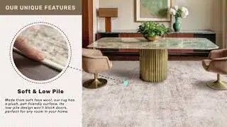 Stain Resistant Foldable Area Rug for Bedroom, Large Dining Room, Farmhouse Neutral Light Beige