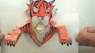 A new pop-up card from Jungle pop-up book tiger spread his arm's