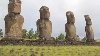 Chile - Ahu Akivi at the Rainy Weather on the Easter Island