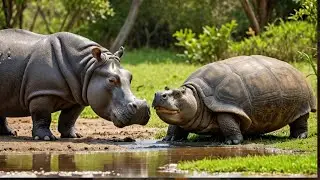 Hippo & Tortoise: Unlikely Best Friends in the Wild! (VIRAL)