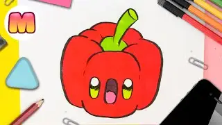 COMO DIBUJAR UN PIMIENTO KAWAII - Dibujos kawaii de verduras - Aprender a dibujar