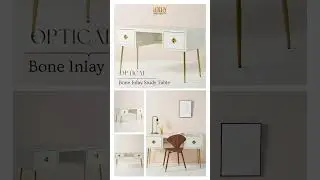 Stylish White Optical Bone Inlay Desk with Storage | Study Table