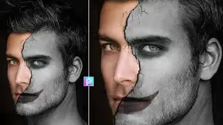 New Scary Half face Look 😱 Editing Picsart || latest amazing tutorial || mobile editing