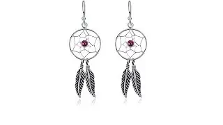 Jewellery - Dangling earrings made of silver 925 - round dream catcher