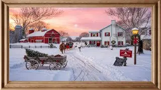 Cozy Christmas Tree Farm Sleigh Ride | Frame TV Art 1 Hour 4K | Snowy Holiday Farm Scenes