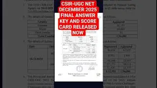 CSIR-UGC NETDECEMBER2025 final answer key and score card release now #shorts #chemistry #lifescience
