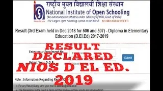 NIOS D EL ED Result, 2019 ll NIOS RESULT 2019 II NIOS D EL ED ALL SEMESTERS RESULT 2010 II