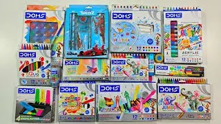 Unboxing Biggest DOMS Stationery items, Floting Pen, Water Colour, Plastic Crayons, Oil Pastel, Pen