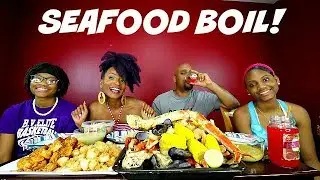 FAMILY KING CRAB SEAFOOD BOIL! +HOMEMADE COCONUT SHRIMP MUKBANG! #yummybitestv