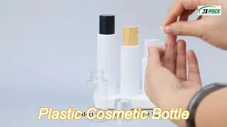 pet plastic cosmetic bottle with wooden cap 60ml 80ml 100ml