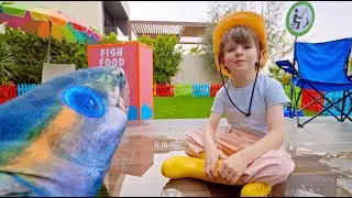 Fishing Challenge for Kids 🎣 and a GIANT magical fish 🐟