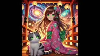🌌✨ Stargazing Lo-Fi Dreams | Anime Girl & Cat on a Cosmic Bridge 🌙🎧