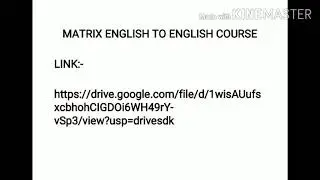 MATRIX ENGLISH TO ENGLISH COURSE