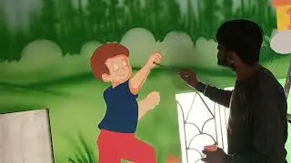 wall painting।। school wall cartoon work।। very easy painting।। Artist CHANDAN