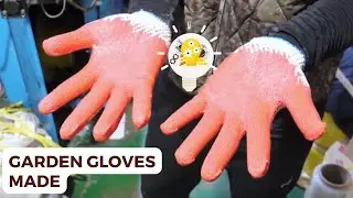Making coated garden gloves in a factory
