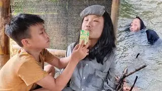 Day 2 with the Sick Mute Girl / Boy takes care of the girl - Earns money to buy medicine