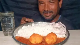 ASMR EATING,Egg Korma White Rice Onion IKR Eating ASMR 