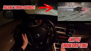 400 HP 335i XDRIVE NIGHT POV SNOW DRIFTING + INSANE TURBO SOUNDS ! | 4K