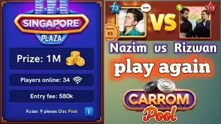 Miniclip carrom pool game play /Nazim vs Rizwan Singapore Plaza play