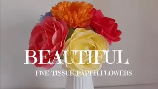 5 Beautiful flowers making with tissue paper # trending # easy # paper crafts # rose making 