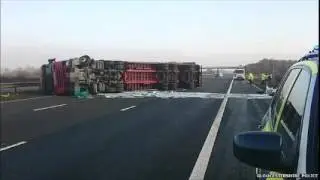 M5 motorway closed for overturned lorry recovery