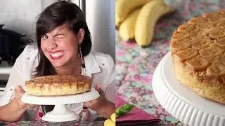 Bolo Molhado de Banana de cabeça pra baixo
