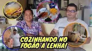 #vlog Cozinhamos feijão na lenha e assamos o pernil na brasa.😱