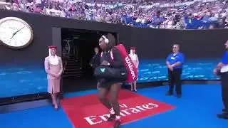 Serena Williams walking out to Simona Halep&rsquo;s name #tennis