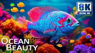 Breathtaking Ocean Aquarium 8K ULTRA HD | Rare Tropical Fish, Luminous Coral Reefs & Calming Music