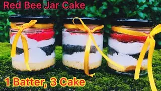 Red Bee Jar Cake In Frying Pan | No oven | Cake In A Jar | Jar Cake #jazzus_world