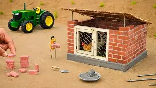diy mini bricks hen house construction science project | john deere tractor @HamroCreator10