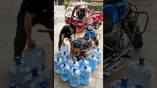 Master of Balance: Man Loads Dozens of Bottles on Bike Like a Pro! #Skills #MotorbikeMagic