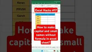 How to Make Capital and Small Names without Formula in Excel Sheet #shorts #shortvideo #youtubeshort