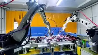 🦾The positioner we produced is equipped with Panasonic welding robots for automated welding.