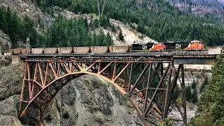 Railfan Hotspot! CPKC & CN Trains Over Cisco Bridges Railroad Junction In British Columbia