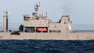 The New Zealand Navies supply ship Aotearoa is seen inbound off Point Lonsdale, Victoria, Australia.