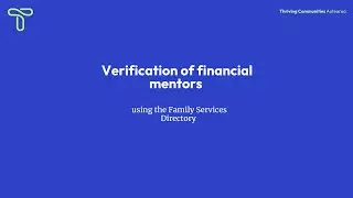 Verifying financial mentors using MSD's Family Services Directory