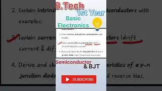 Semiconductor Physics Important Questions 🔥 | B.Tech 1st Year#btechstudent #engineering #electronic