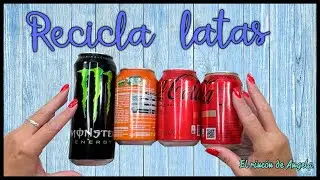 Como reciclar latas de refresco con DECOUPAGE y pintura acrilica ♻️DIY manualidades