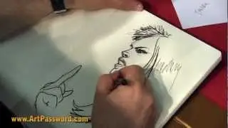 Tanino Liberatore drawing a woman