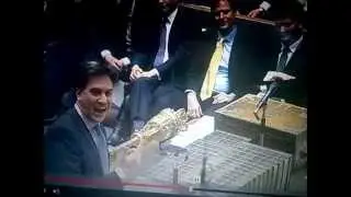 Ed Miliband gets excited during the March 2015 Budget
