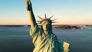 Statue of Liberty in 4K 🗽 AI-drone view over New York City ✨ Epic aerial vibes!