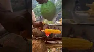 The ancient way of roasting corn. Food for forests and nature #nature #cinematic #food