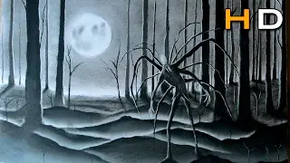 Slenderman in the Forest Speed Drawing - Scary Art - Timelapse