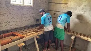 Kitchen Slab Installation _Technology of House Kitchen Table Formwork and Concrete with Iron Rod