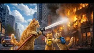 Brave Cat Family vs City Inferno 🔥 | Emotional 3D Animal Rescue Movie