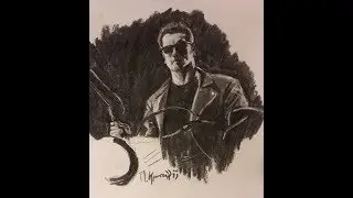 Speed Drawing-Terminator Arnold Schwarzenegger with charcoal by Panos K