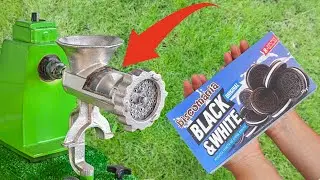EXPERIMENT Meat grinder vs Biscomania Black & White  *Satisfying video*